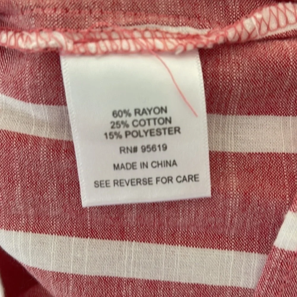Red & White Striped Off the Shoulder Boho Fever Top Size 1X - Picture 8 of 9
